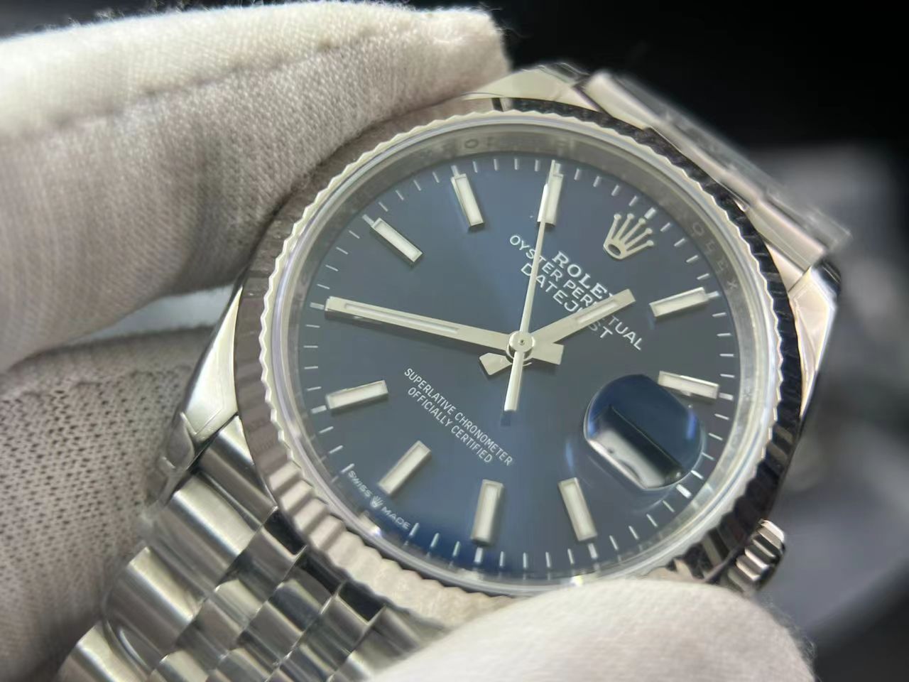 DateJust 36 126234 904L SS VSF 1:1 Best Edition Fluted Bezel Blue Dial on Jubilee Bracelet VS3235 - Image 4