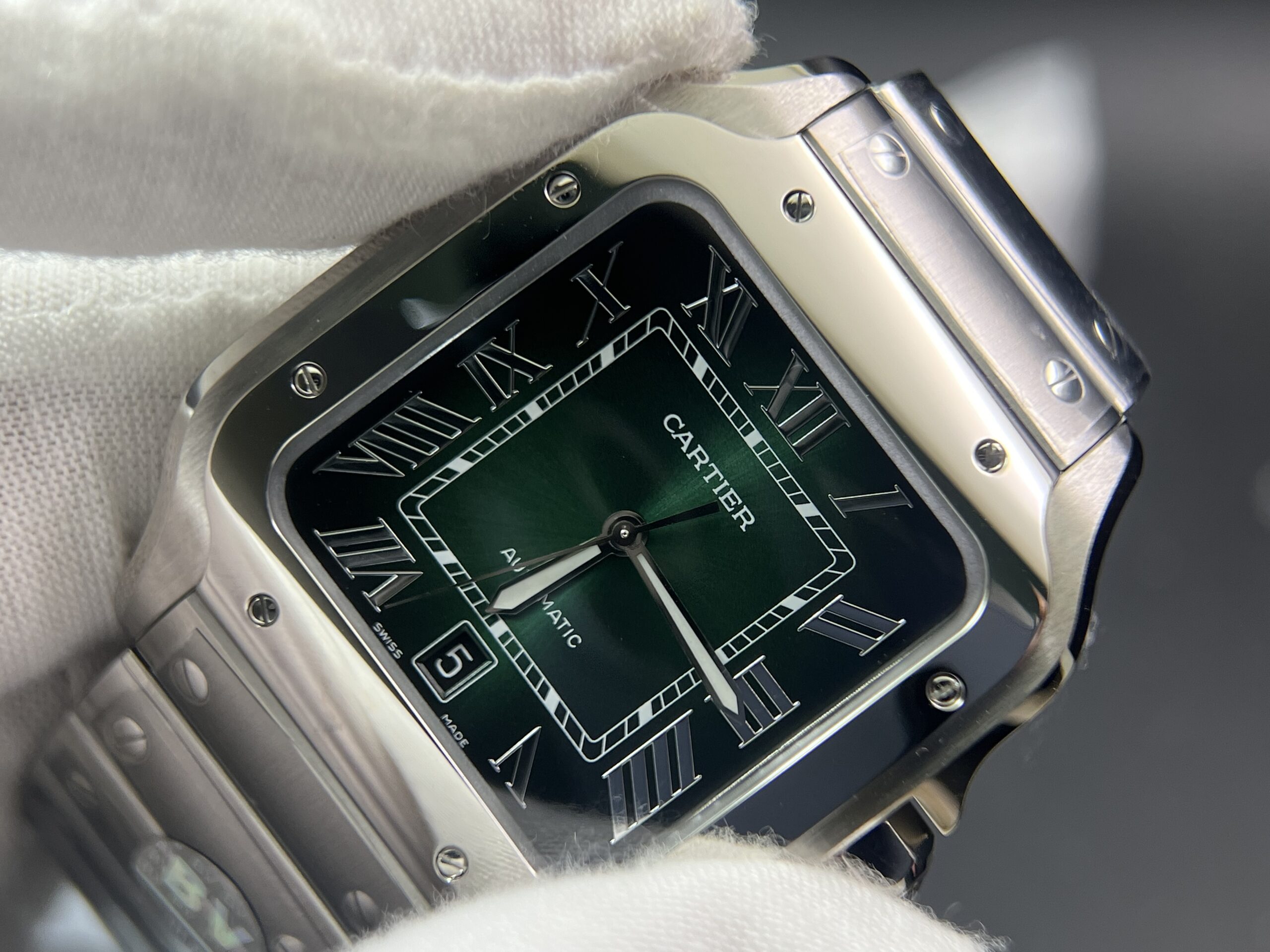 Santos de Cartier XL 40mm SS BVF 1:1 Best Edition Green Dial on SS Bracelet MIYOTA 9015