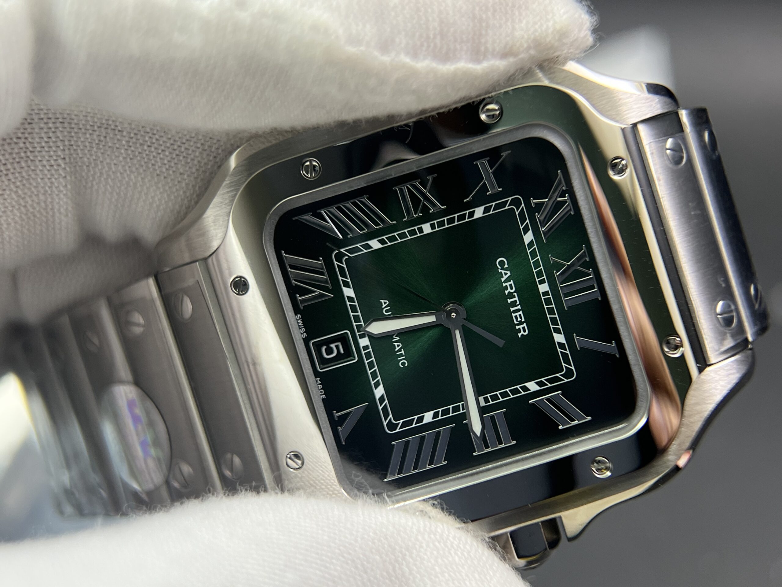Santos de Cartier XL 40mm SS BVF 1:1 Best Edition Green Dial on SS Bracelet MIYOTA 9015 - Image 4