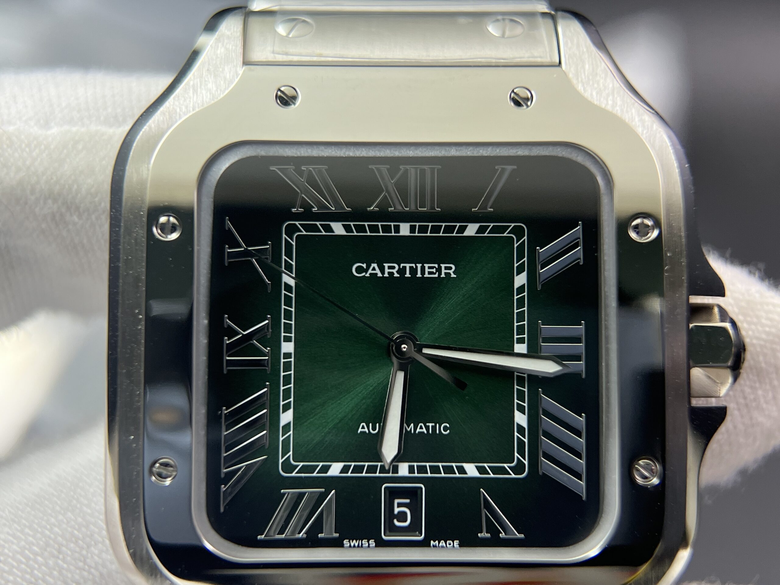 Santos de Cartier XL 40mm SS BVF 1:1 Best Edition Green Dial on SS Bracelet MIYOTA 9015 - Image 6