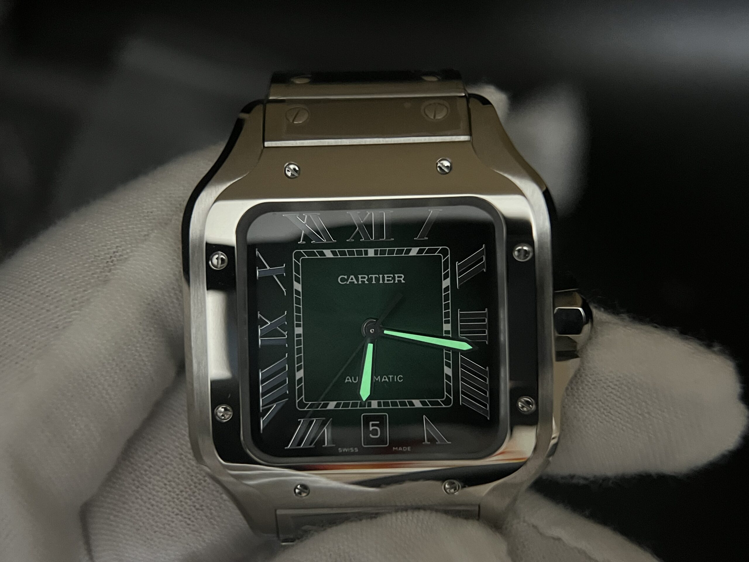 Santos de Cartier XL 40mm SS BVF 1:1 Best Edition Green Dial on SS Bracelet MIYOTA 9015 - Image 13