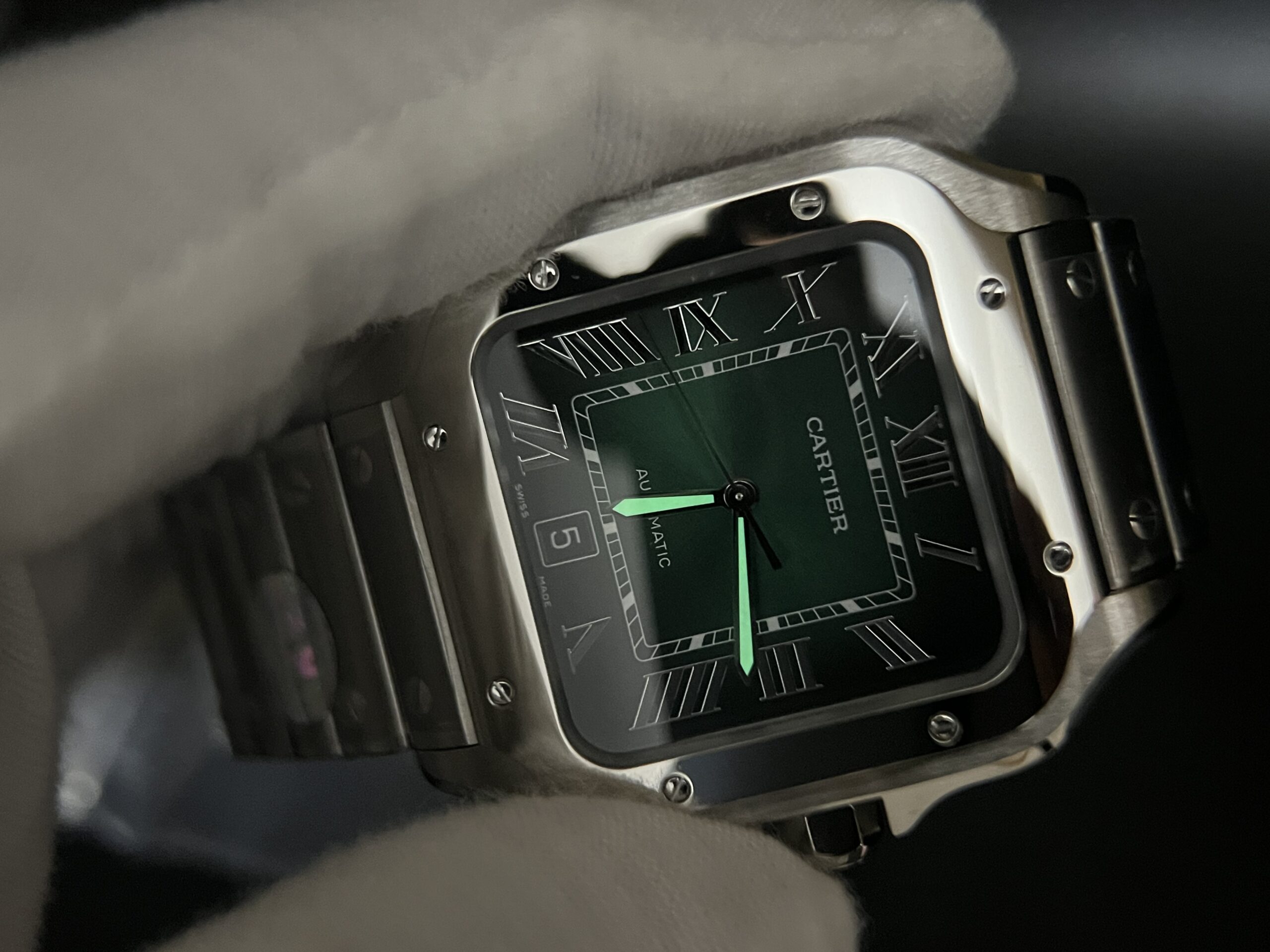 Santos de Cartier XL 40mm SS BVF 1:1 Best Edition Green Dial on SS Bracelet MIYOTA 9015 - Image 15