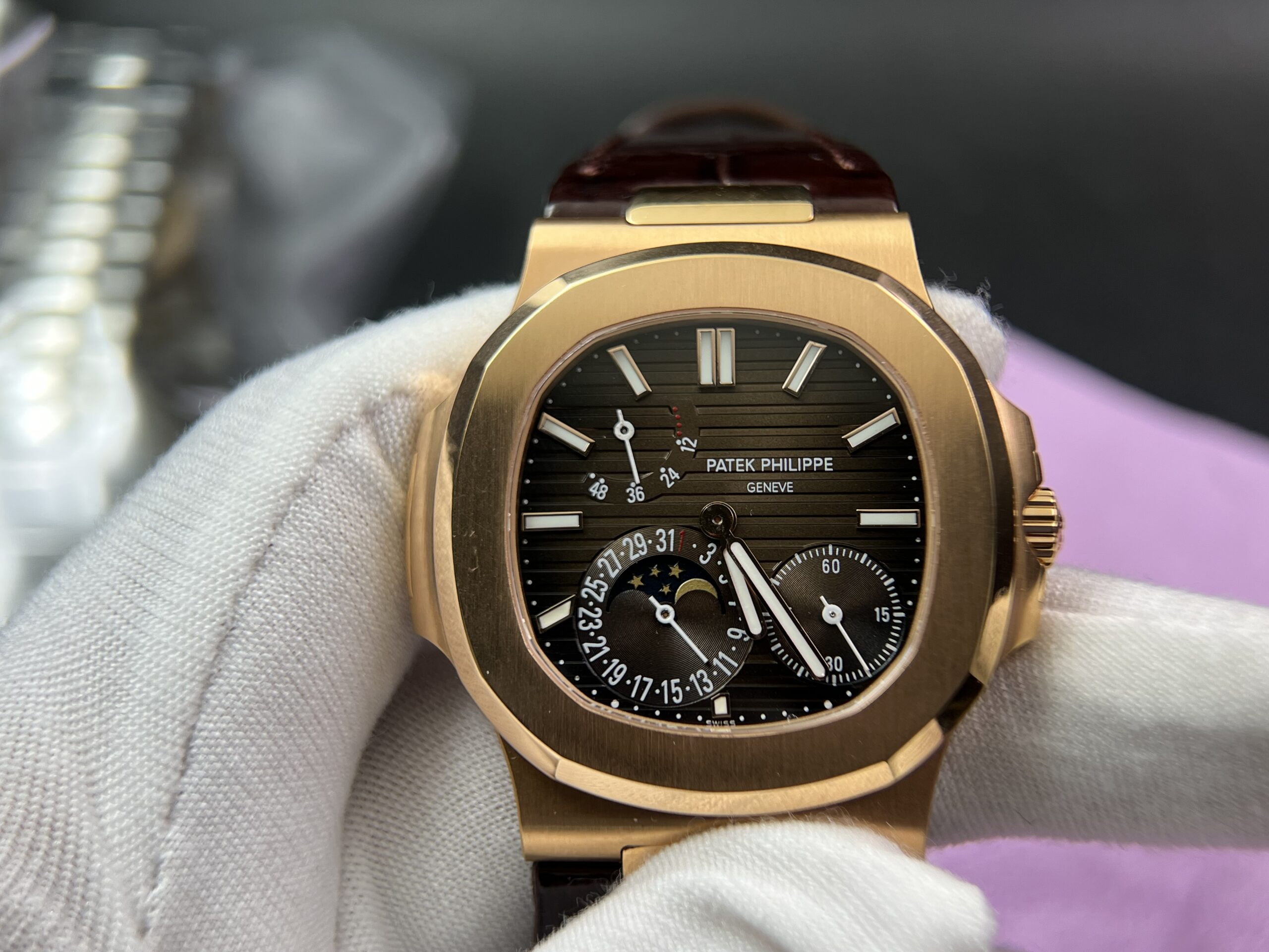 Customization 5712 1:1 Best Edition Brown Dial on Brown Leather Strap A240 Super Clone(Based on PPF 5712 V2) - Image 2