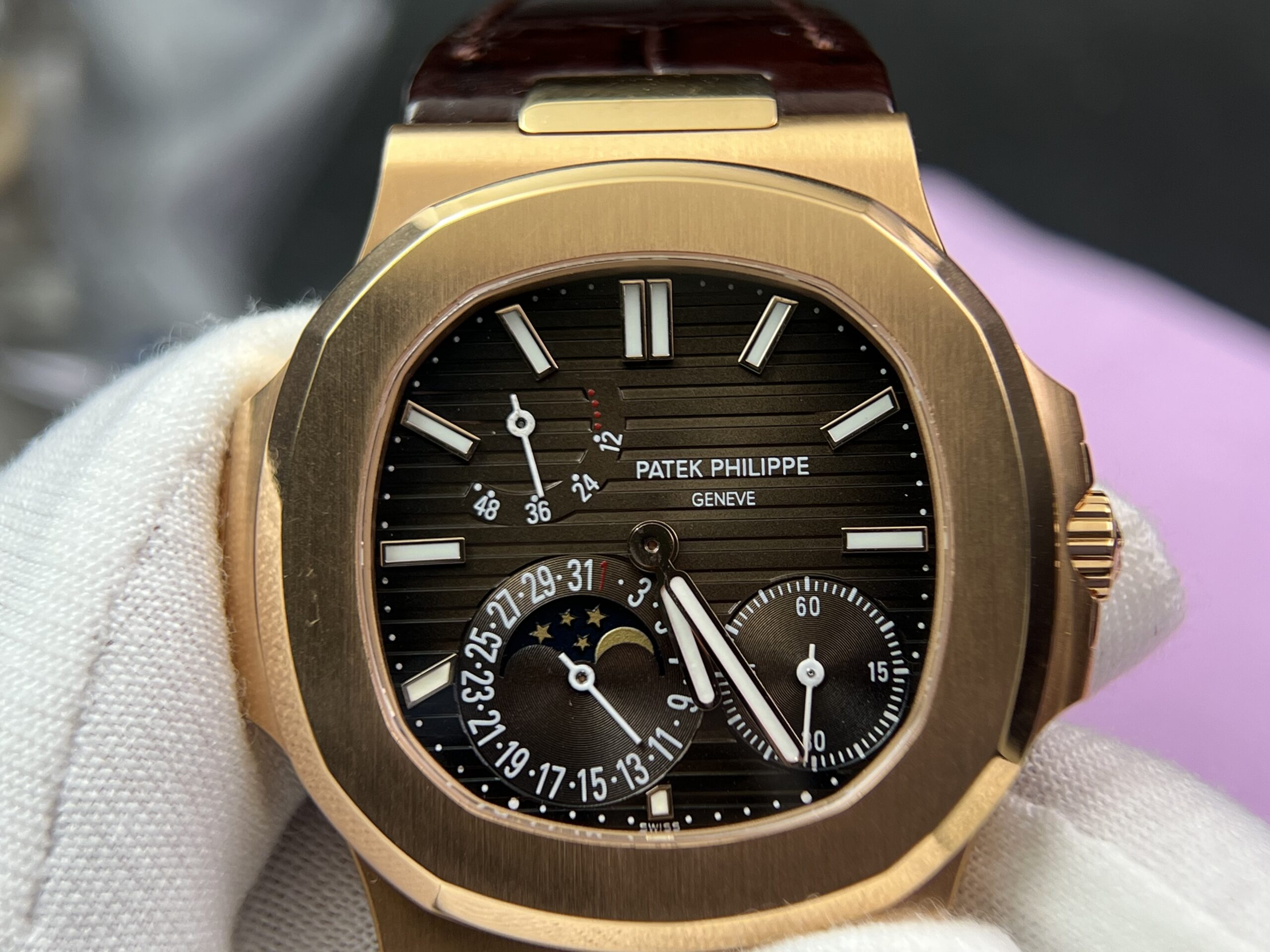 Customization 5712 1:1 Best Edition Brown Dial on Brown Leather Strap A240 Super Clone(Based on PPF 5712 V2) - Image 3