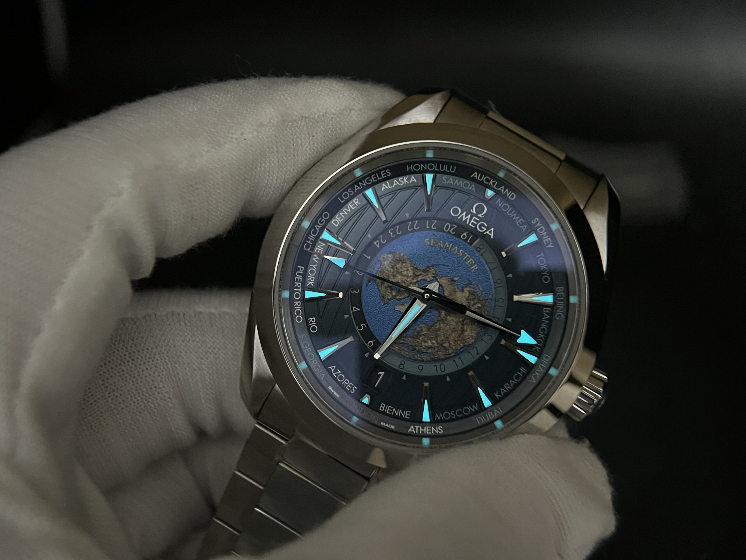Aqua Terra Worldtimer VSF 1:1 Best Edition Blue Dial on SS Bracelet A8938 Super Clone 43mm - Image 9