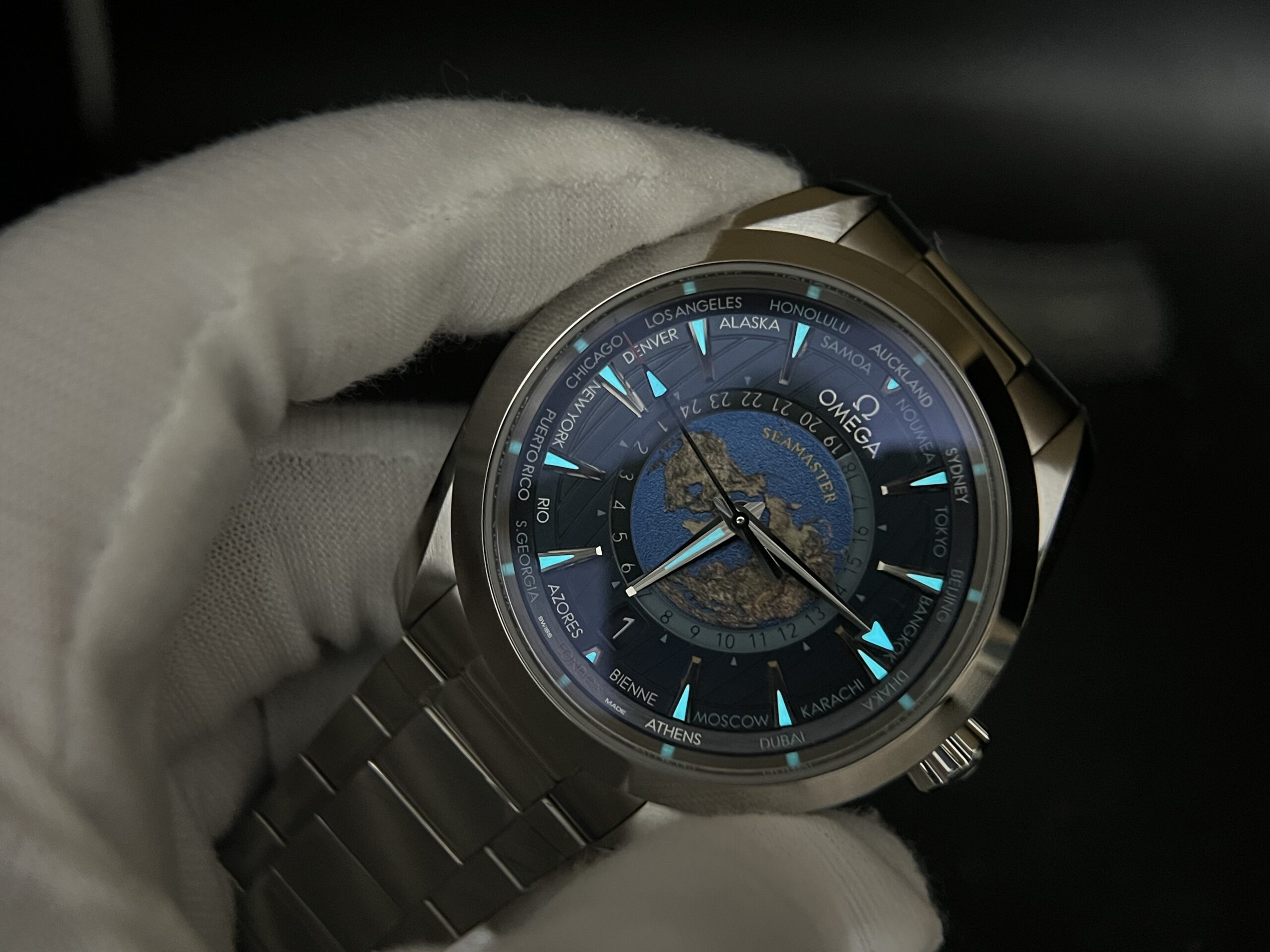 Aqua Terra Worldtimer VSF 1:1 Best Edition Blue Dial on SS Bracelet A8938 Super Clone 43mm - Image 10