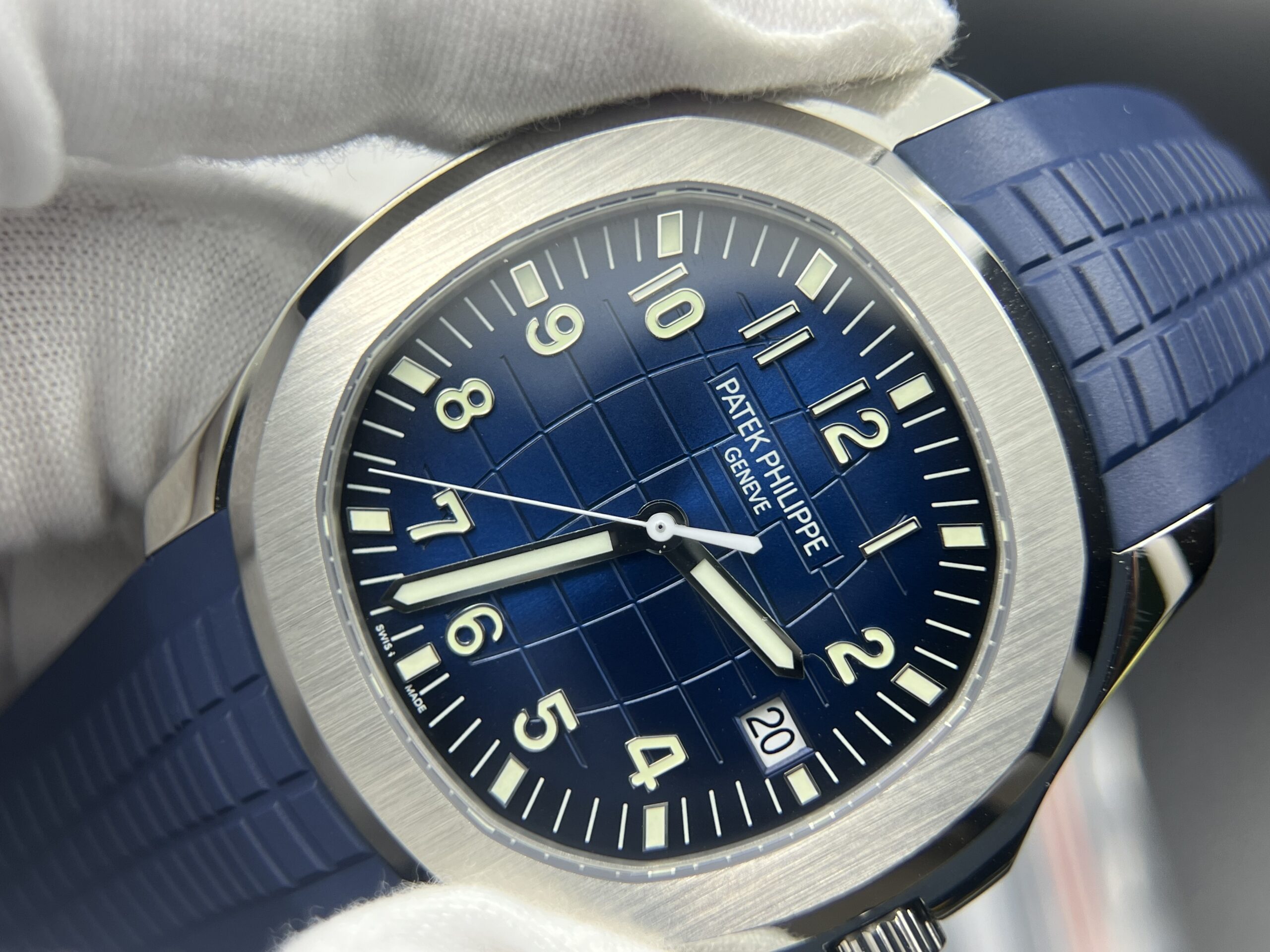 Aquanaut 5168 SS 3KF 1:1 Best Edition Blue Dial on Blue Rubber Strap A330 Super Clone V3 - Image 4