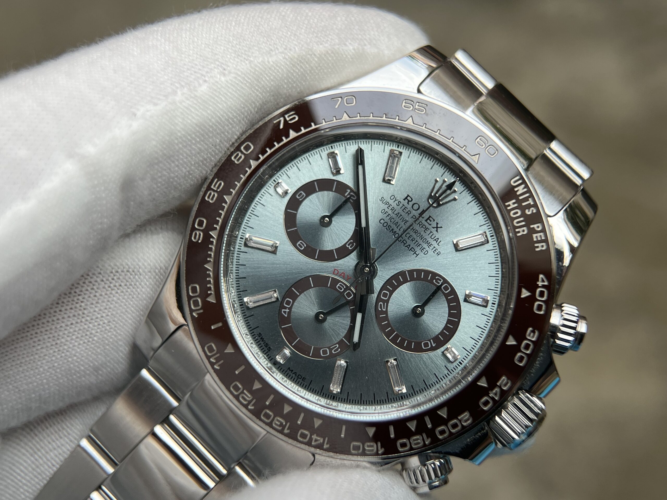 2023 Daytona 126506 Ice Blue Crystal Dial Tungsten shell Case Wrap real platinum 227 grams