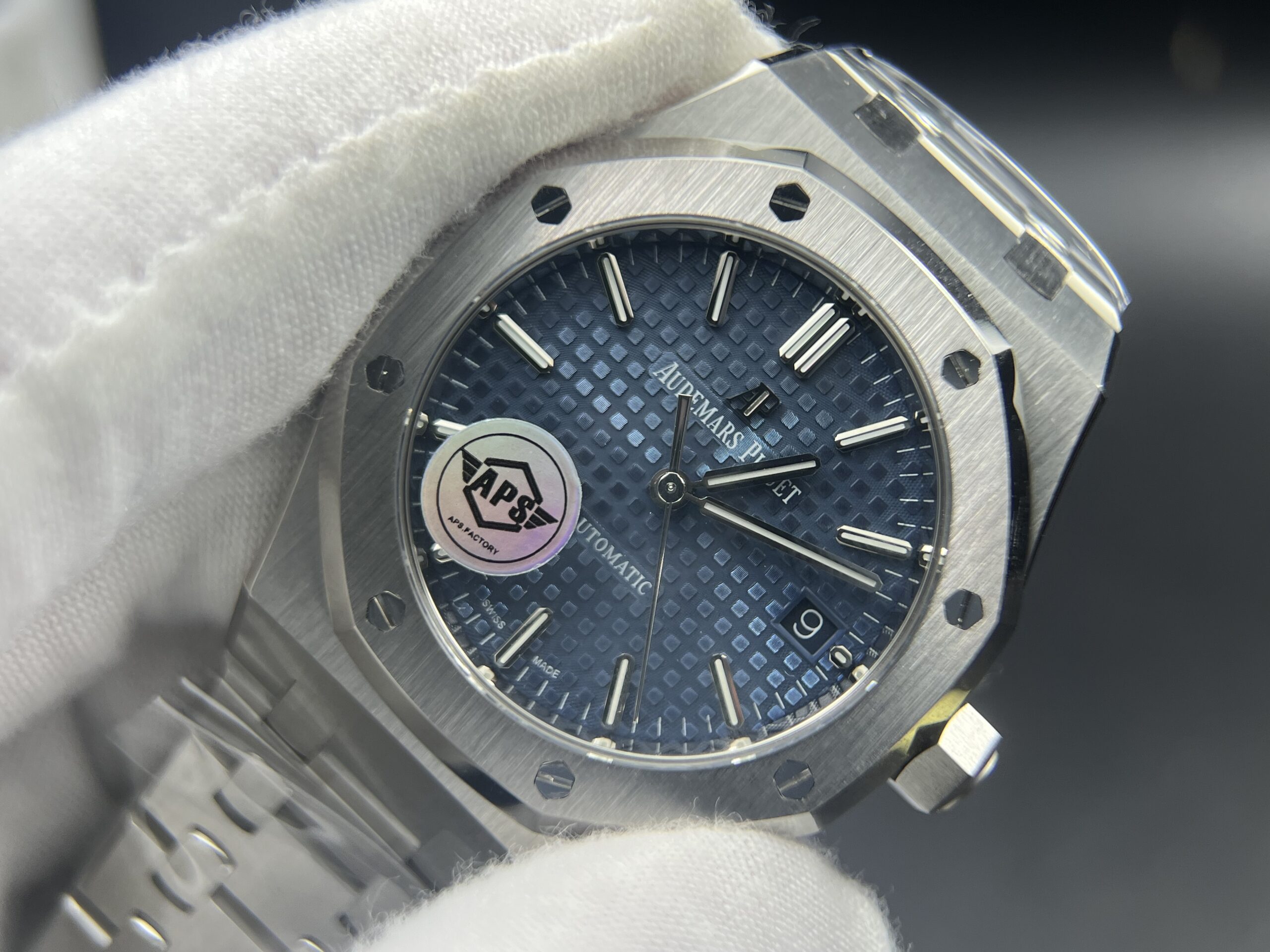 Royal Oak 37mm 15450 SS APSF 1:1 Best Edition Blue Textured Dial on SS Bracelet A3120