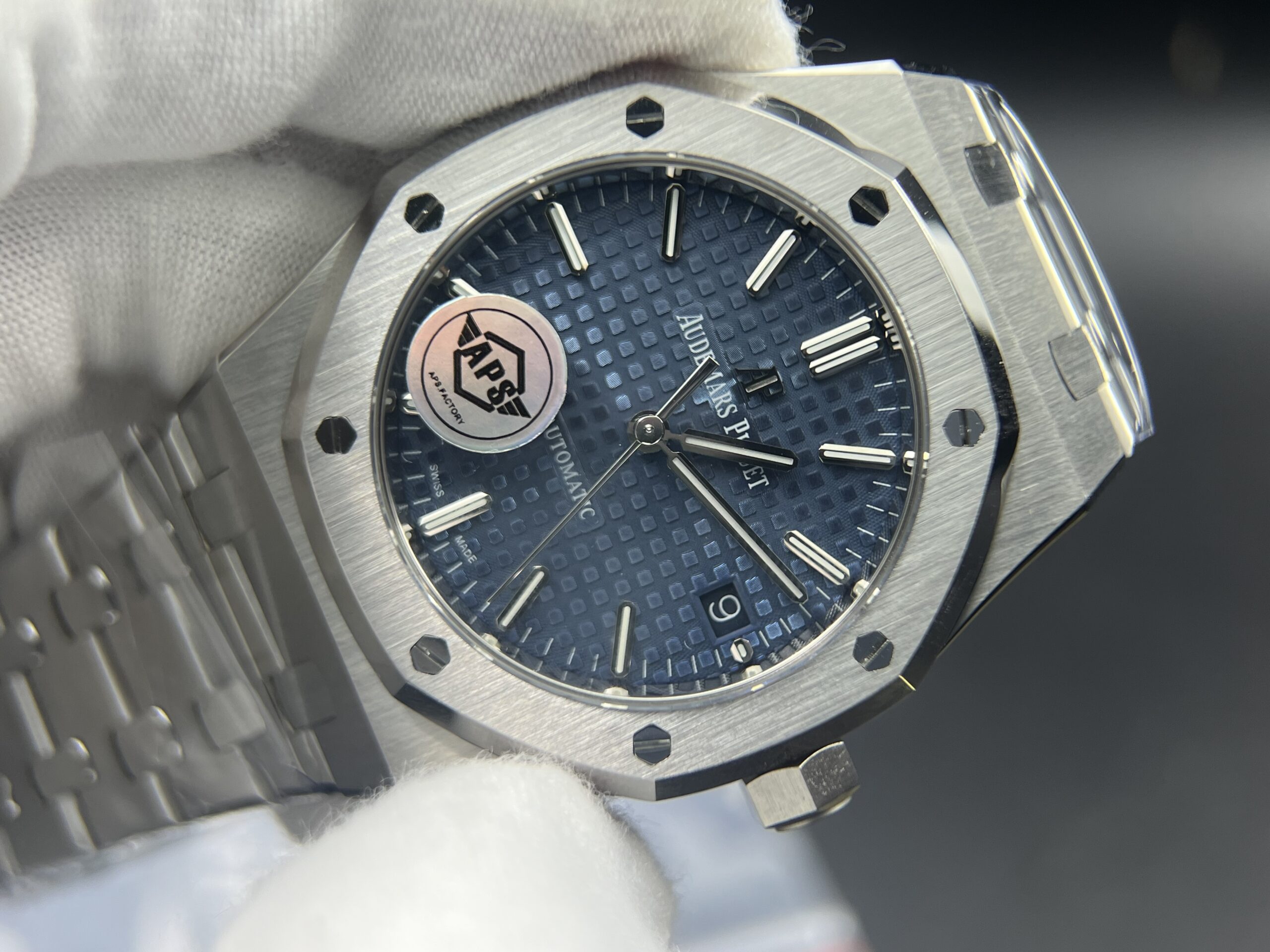 Royal Oak 37mm 15450 SS APSF 1:1 Best Edition Blue Textured Dial on SS Bracelet A3120 - Image 4