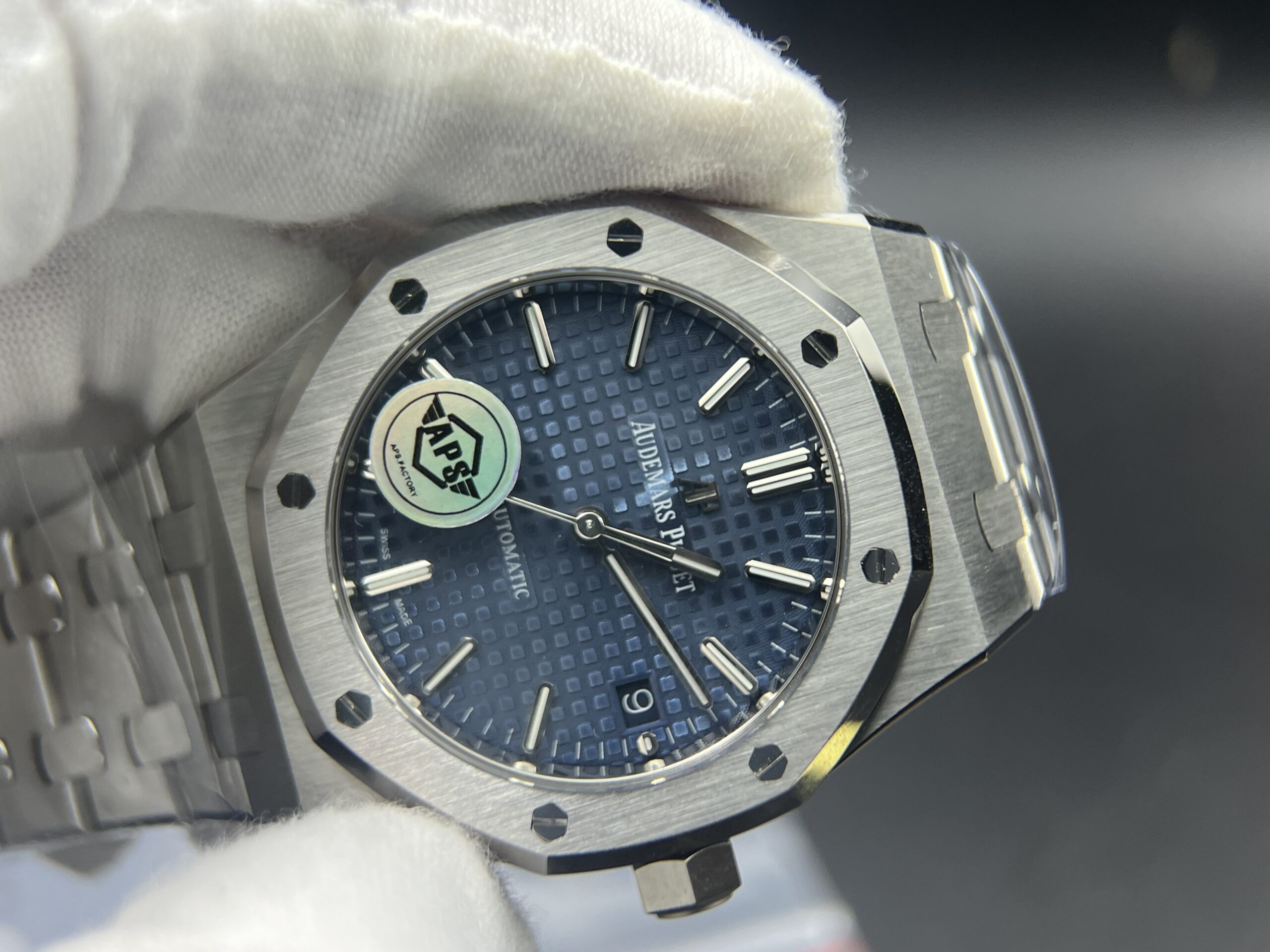 Royal Oak 37mm 15450 SS APSF 1:1 Best Edition Blue Textured Dial on SS Bracelet A3120 - Image 9