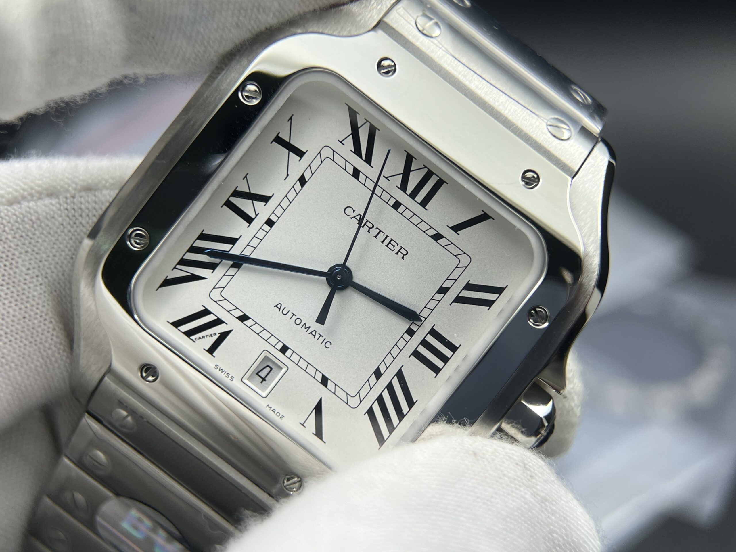 Santos de Cartier XL 40mm SS BVF 1:1 Best Edition White Dial on SS Bracelet MIYOTA 9015