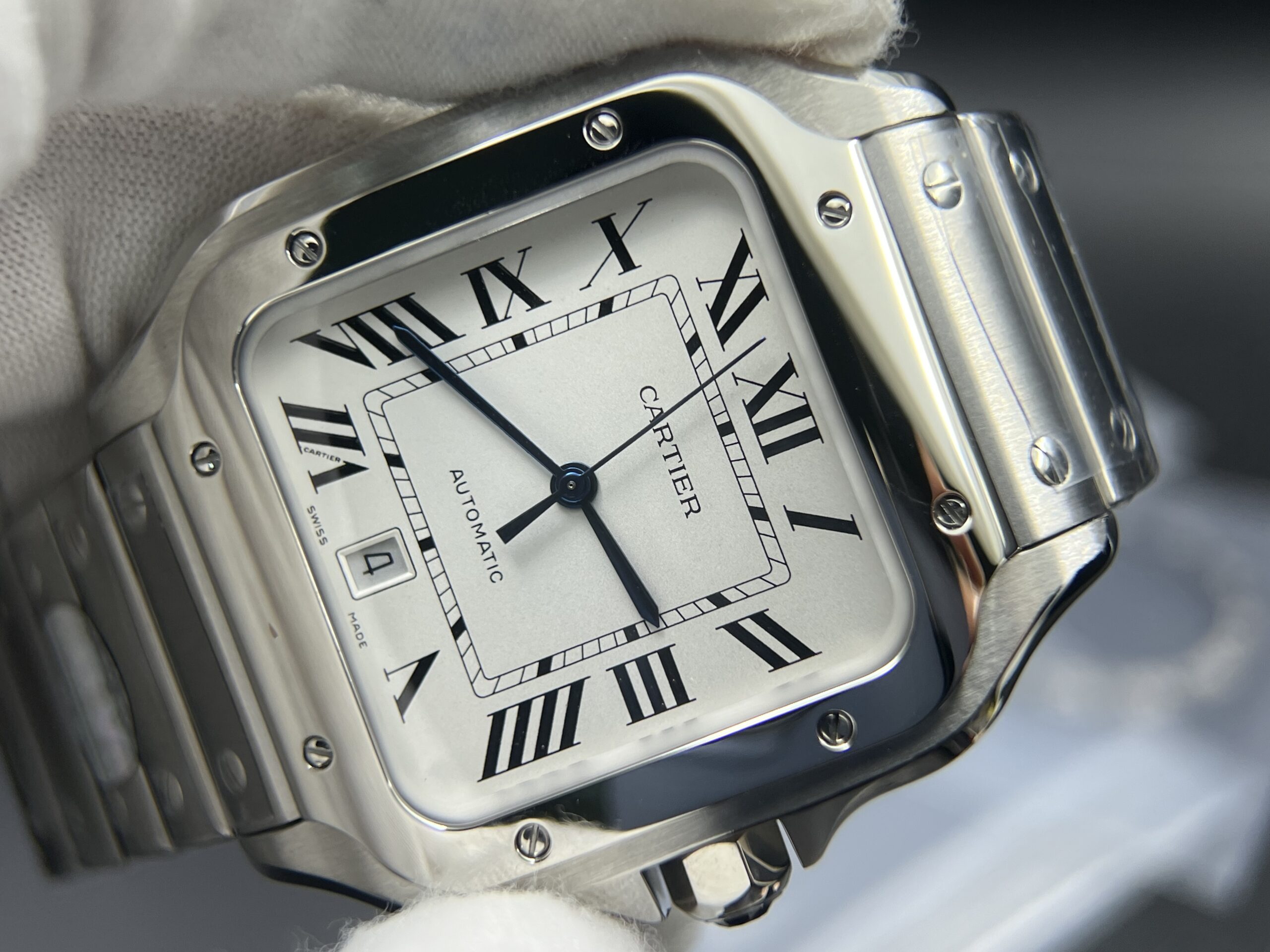 Santos de Cartier XL 40mm SS BVF 1:1 Best Edition White Dial on SS Bracelet MIYOTA 9015 - Image 4