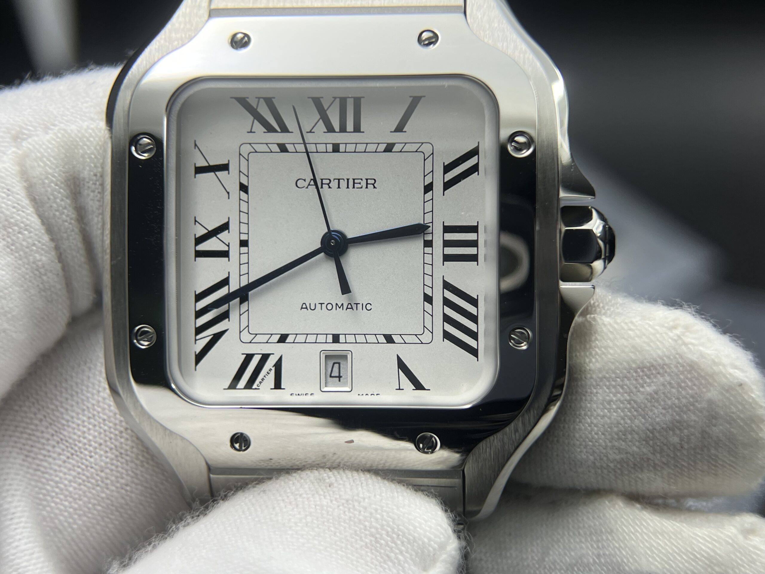 Santos de Cartier XL 40mm SS BVF 1:1 Best Edition White Dial on SS Bracelet MIYOTA 9015 - Image 9