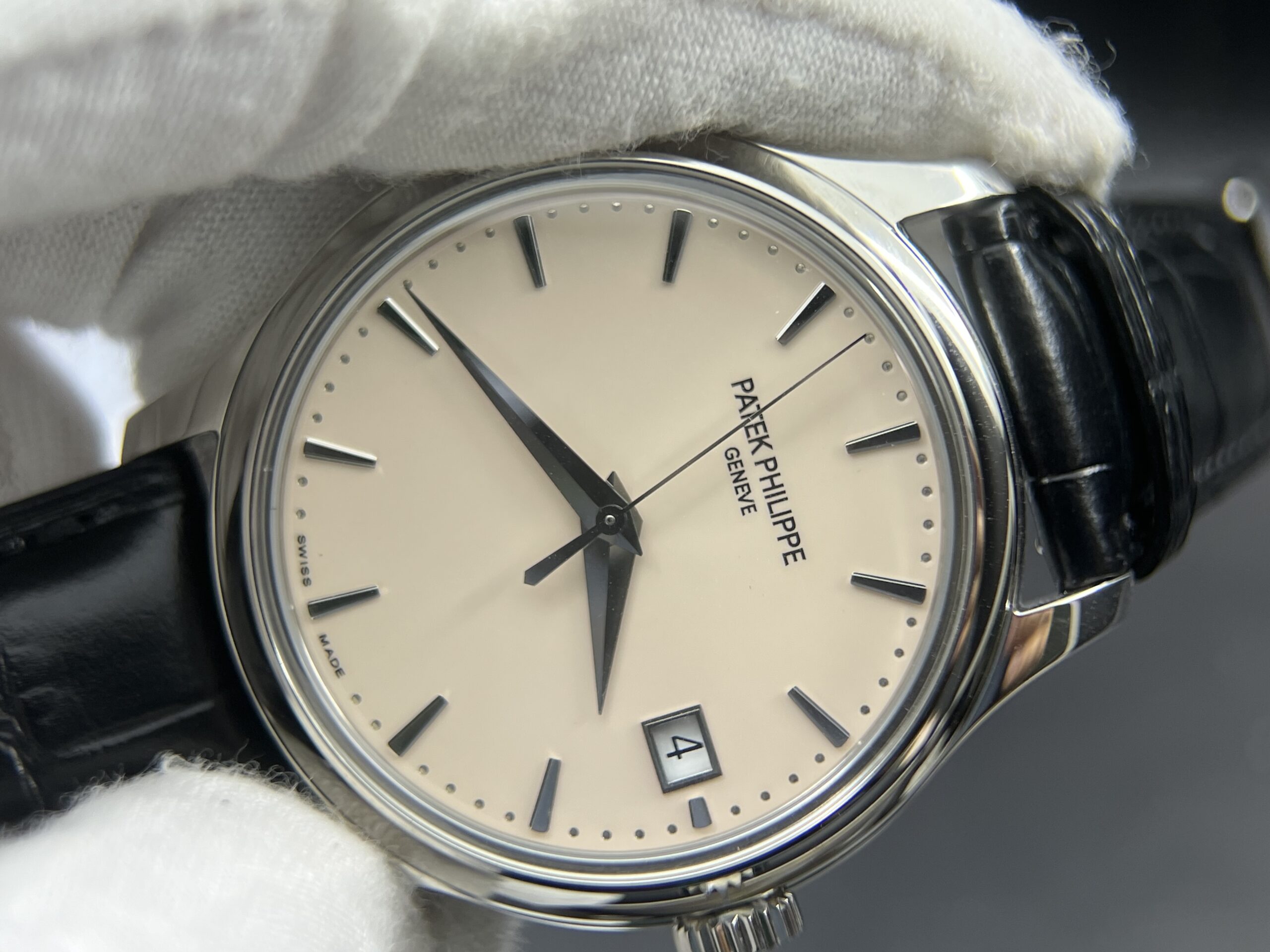 Calatrava 5227 SS 3KF 1:1 Best Edition White Dial on Brown Leather Strap A324 Super Clone V2 - Image 5