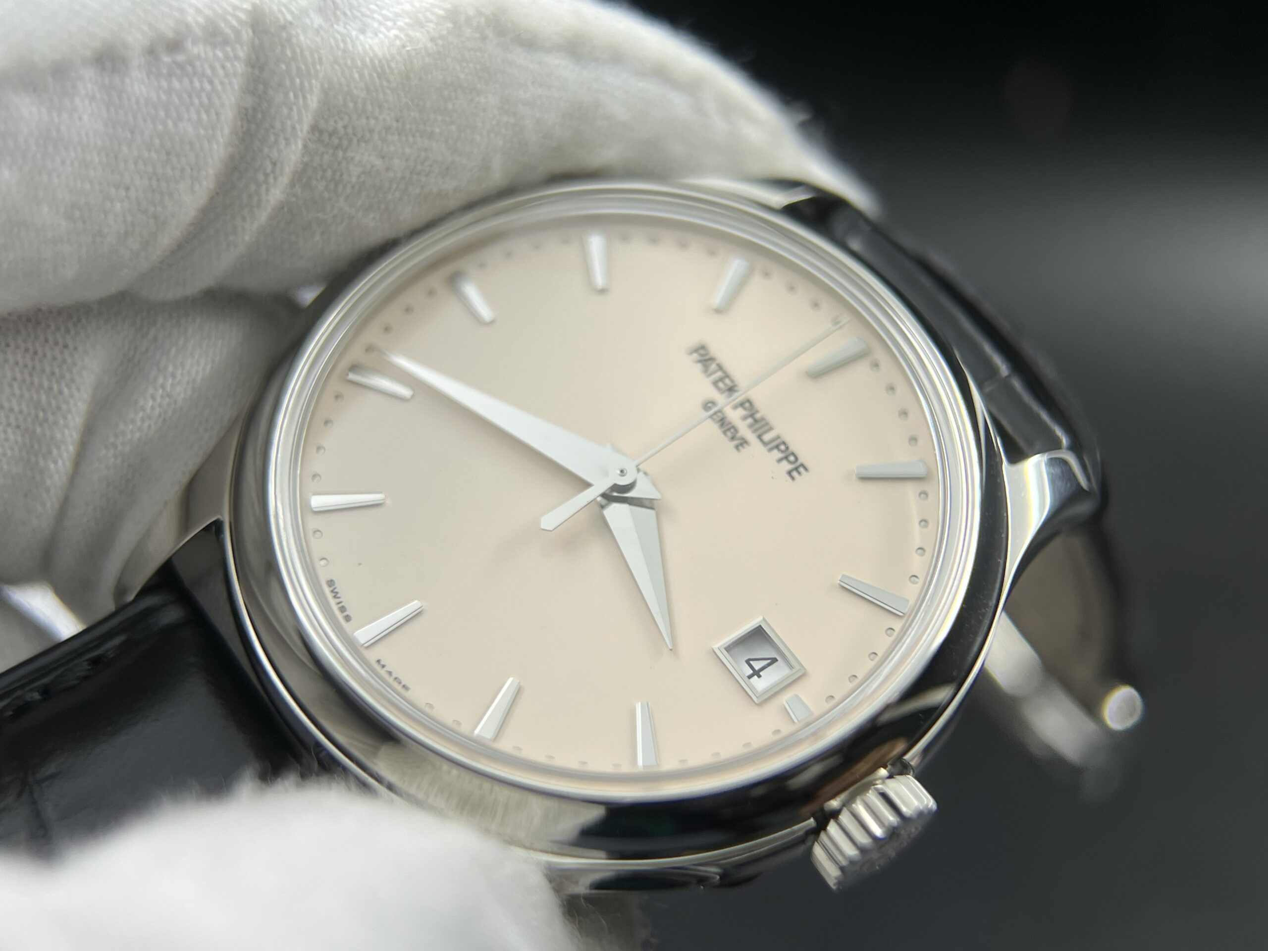 Calatrava 5227 SS 3KF 1:1 Best Edition White Dial on Brown Leather Strap A324 Super Clone V2 - Image 6