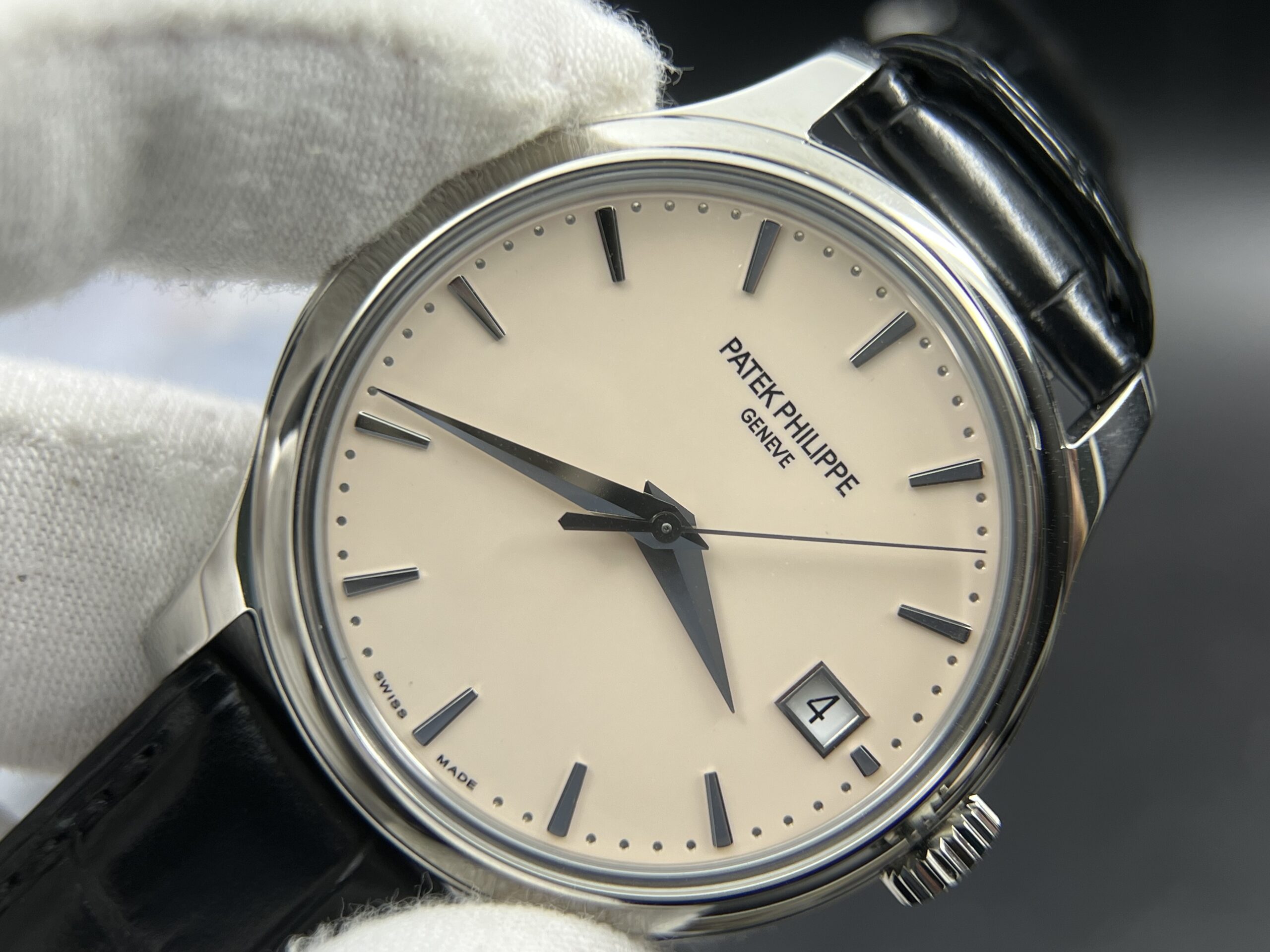 Calatrava 5227 SS 3KF 1:1 Best Edition White Dial on Brown Leather Strap A324 Super Clone V2 - Image 9