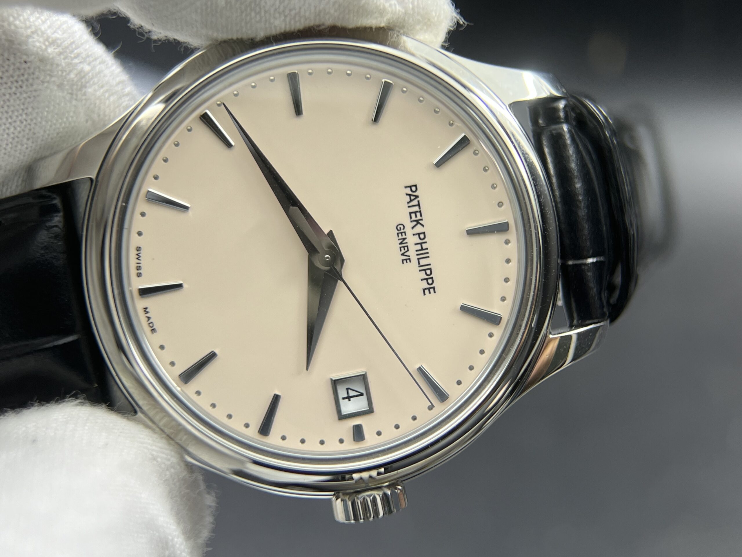 Calatrava 5227 SS 3KF 1:1 Best Edition White Dial on Brown Leather Strap A324 Super Clone V2 - Image 10